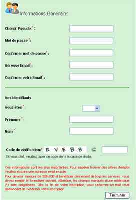 Remplissage du formulaire