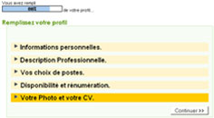 Remplissage du profil