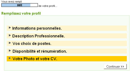 Remplissage du profil